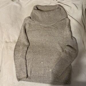 White House Black Market Taupe Turtleneck Sweater Sz M Cozycore
